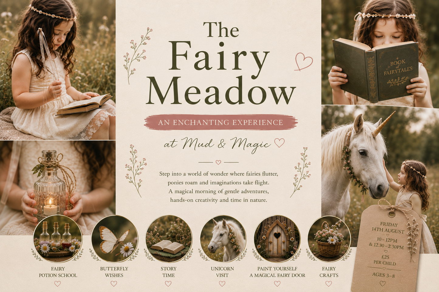 The Fairy Meadow |
Ages 3–8 | Friday 14th August